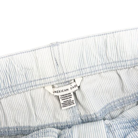 American Eagle Blue White Pinstripe Pants Sz 4 - Picture 2 of 5